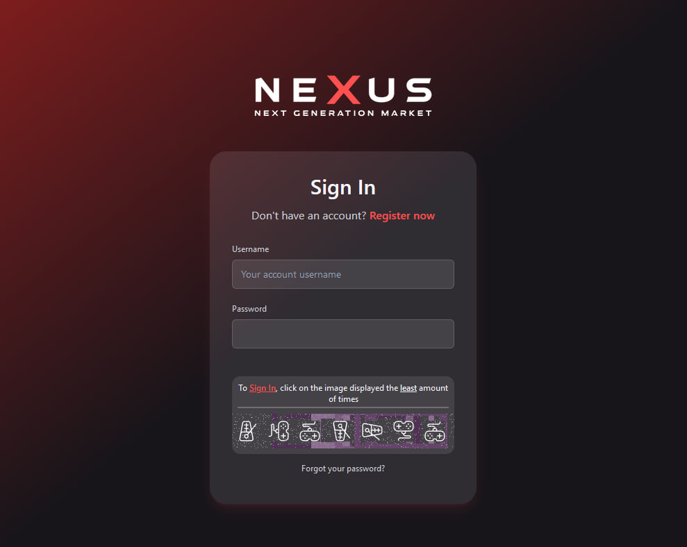 Secure Nexus Darknet login interface with PGP and two-factor authentication